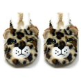 thumbnail image 3 of OoohGeez Womens House Funny Animal Slippers, Cheetah Bang, Fuzzy Cozy Cute Slipper with Grippers, S, 3 of 4