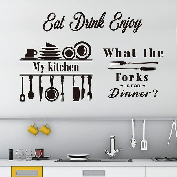 3 Pieces Kitchen Quotes Wall Decal Dining Room Wall Stickers Vinyl