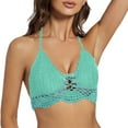 thumbnail image 6 of Miqool Women's Crochet Knit Triangle Bikini Top Tie Back Halter String Bathing Suits Tops Swimsuit Summer Beachwear, 6 of 6