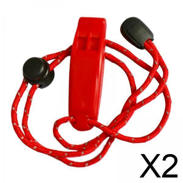 2x Silbato De Cuerda Con Cordones Silbato De Llavero Suave Para Entrenadores De Pesca Al Aire Libre Rojo