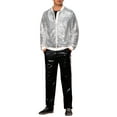 thumbnail image 2 of INSPIRE CHIC Sequin Varsity Jackets for Men's Zipper Festival Disco Sparkly Shiny Baseball Bomber Jacket S Silver, 2 of 5