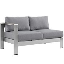 Silver Gray Shore Left-Arm Loveseat Outdoor Patio Aluminum Loveseat