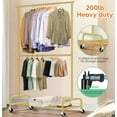 thumbnail image 2 of Double Rod Heavy Duty Clothes Racks for Hanging Clothes Rack, Metal Rolling Garment Rack With Wheels Clothes Hanger Rack Wardrobe Rack for Coats, Shirts (Gold), 2 of 7