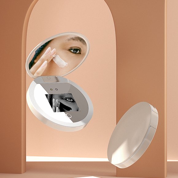 Espejo De Maquillaje, Espejo Cosmético UV Recargable Inteligente, Protección Ocular Con Aumento 2X De Larga Duración Para Prueba De Protección Solar