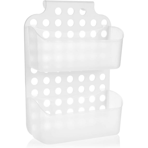 Shower basket with 2 compartments shower gel holder with hooks for