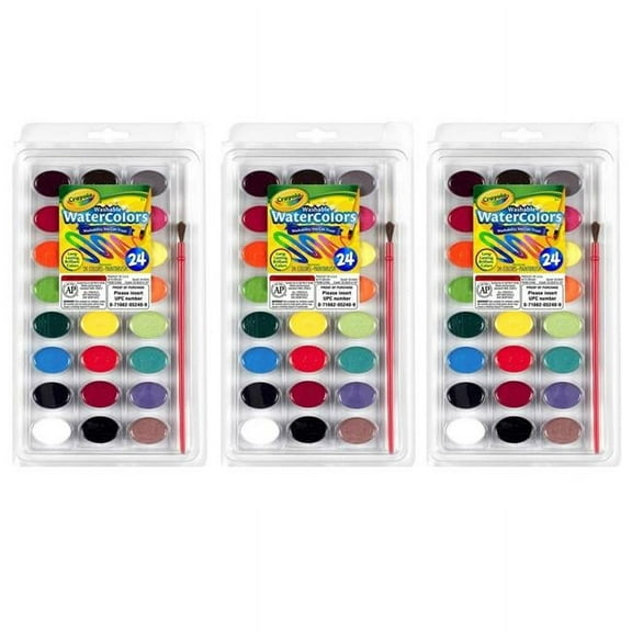 Crayola BIN530524-3 Washable Watercolor - 24 Count - Pack of 3