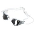 thumbnail image 4 of Gafas de natación a prueba de fugas y sin costuras con protección UV, lentes de alta definición para carreras, marco blanco plateado, 4 of 8