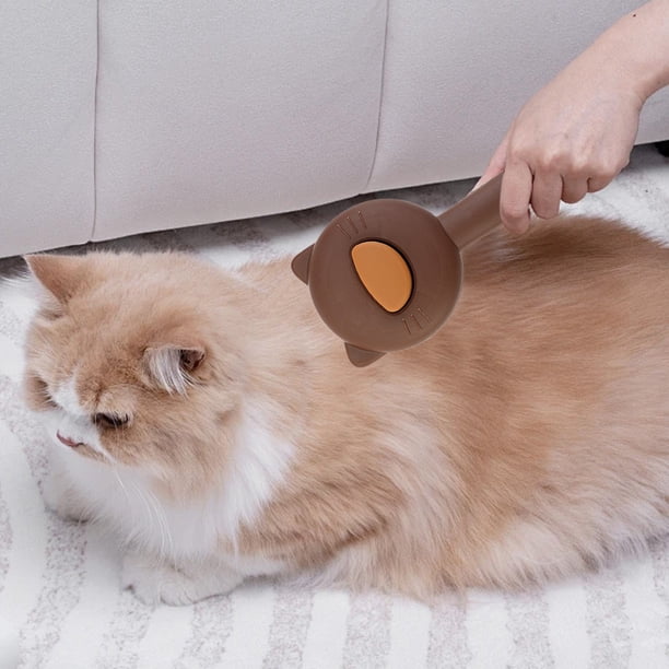 pstuiky Peine de acero inoxidable para mascotas con aguja de masaje cepillo de depilación peine autolimpiable portátil con un solo clic herramientas de aseo