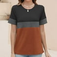 thumbnail image 5 of Women’s T Shirts Short Sleeve Color Block Tops Casual Summer Fashion Tees, 5 of 7