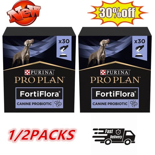 1/2 pieza de suplemento probiótico Purina Pro Plan Fortiflora para perros, 30 sobres. ¡Nuevo y mejor!