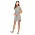 thumbnail image 4 of Women Letter Printed Short Sleeve Sleepshirt,Round Neck Hip Length Nightdress Loungwear Pajamas Dress,Cotton Comfy Summer Ladies Sleepwear Gown,S-XXL I'm Fine Gray, 4 of 6