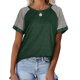 thumbnail image 1 of Camiseta de mujer con cuello redondo, manga corta, blusa suelta de colores sólidos para SummerGreen, 1 of 5