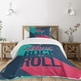 thumbnail image 3 of Ambesonne Rock Music Quilted Bedspread Set 2 Pcs, I Love Rock 'n' Roll, Twin Size, Dark Coral Turquoise, 3 of 6