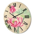 thumbnail image 3 of Designart 'Ancient Pink Lotus Flower' Traditional Wood Wall Clock, 3 of 5