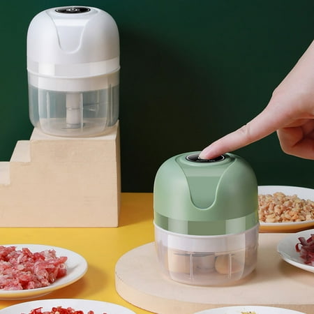 

QXuchild Electric Garlic Press Wireless Water-proof Plastic Simple Operation Electric Meat Grinder Kitchen Tools