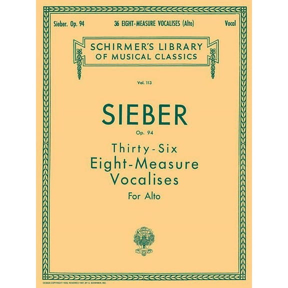 36 Eight-Measure Vocalises, Op. 94: Schirmer Library of Classics Volume 113 (Paperback)