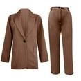 thumbnail image 4 of Blazer Sets Women 2 Piece Outfits Plus Size Women Business Casual Sets Dressy Blazer Jackets Straight Leg Pants Suits Brown L, 4 of 5