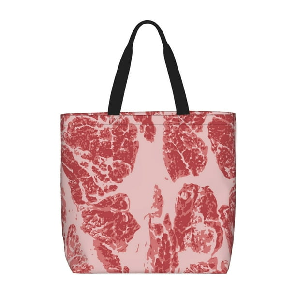 Balery Red Meat Bolsa de Mano para Mujeres con Cremallera, Bolsa de Gimnasio con Compartimentos, Bolsa para Laptop, Bolsa para Trabajo