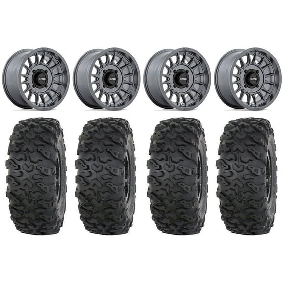 KMC Impact 15" Wheels Anthracite 33" Roctane T4 Tires Can-Am Maverick X3 / Honda Pioneer 1000 / Talon