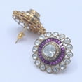 thumbnail image 6 of Auory Regal Uncut Moissanite and Amethyst Floral Stud Earrings in Gold-Plated for Wife, 6 of 8