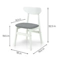 thumbnail image 5 of Dining Room Set of 4 Yumiko Chairs and Rectangular Dining Table Kitchen Modern Solid Wood w/Padded Seat, White Color with Light Gray Cushion, 5 of 7