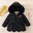 thumbnail image 2 of TAGOLD Girls' Outerwear Jackets 3-8 Years Winter Fleece Lined Thickened Solid Print Coat with Removable Hood, 2 of 5