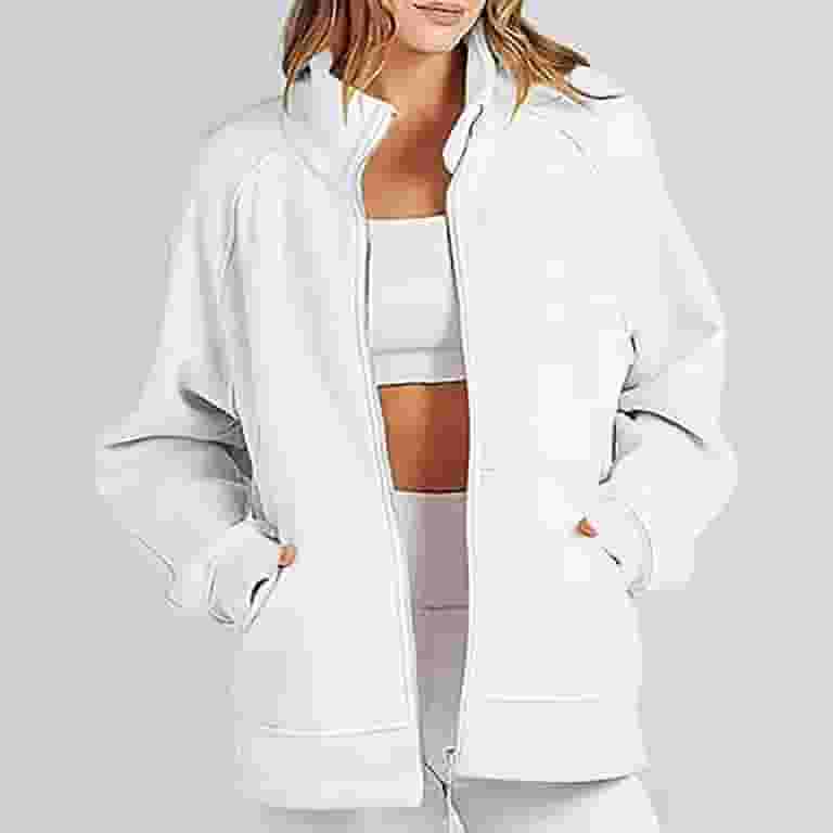 ホット セールの通販 Zip Full Womens Sweatshirt Pocket Collar Stand Coat Sports Clothing