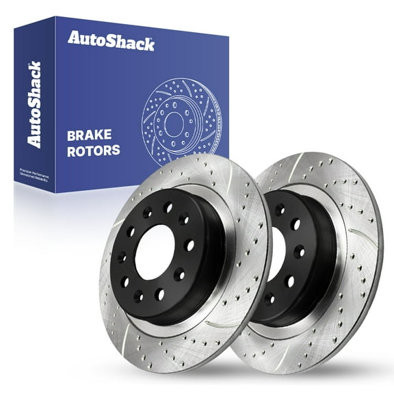 AutoShack Rear Brake Rotors for Chevrolet, Equinox 2018-2025 Malibu 2016-2025, 4WD FWD L4 1.5L 1.6L 1.8L 2.0L - E-Coated Drilled & Slotted - ShadowGuard - 11.34" (288 mm), 5-Lug