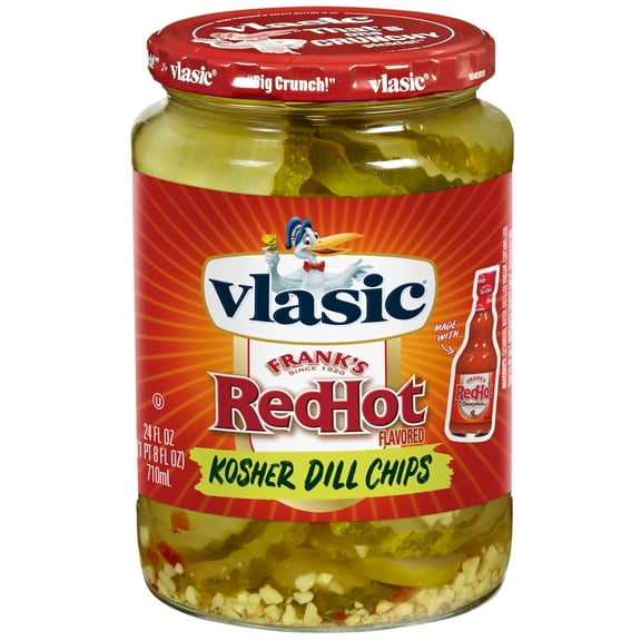 Vlasic Frank's RedHot Original Cayenne Pepper Sauce Flavored Kosher Dill Pickle Chips, 24 oz.