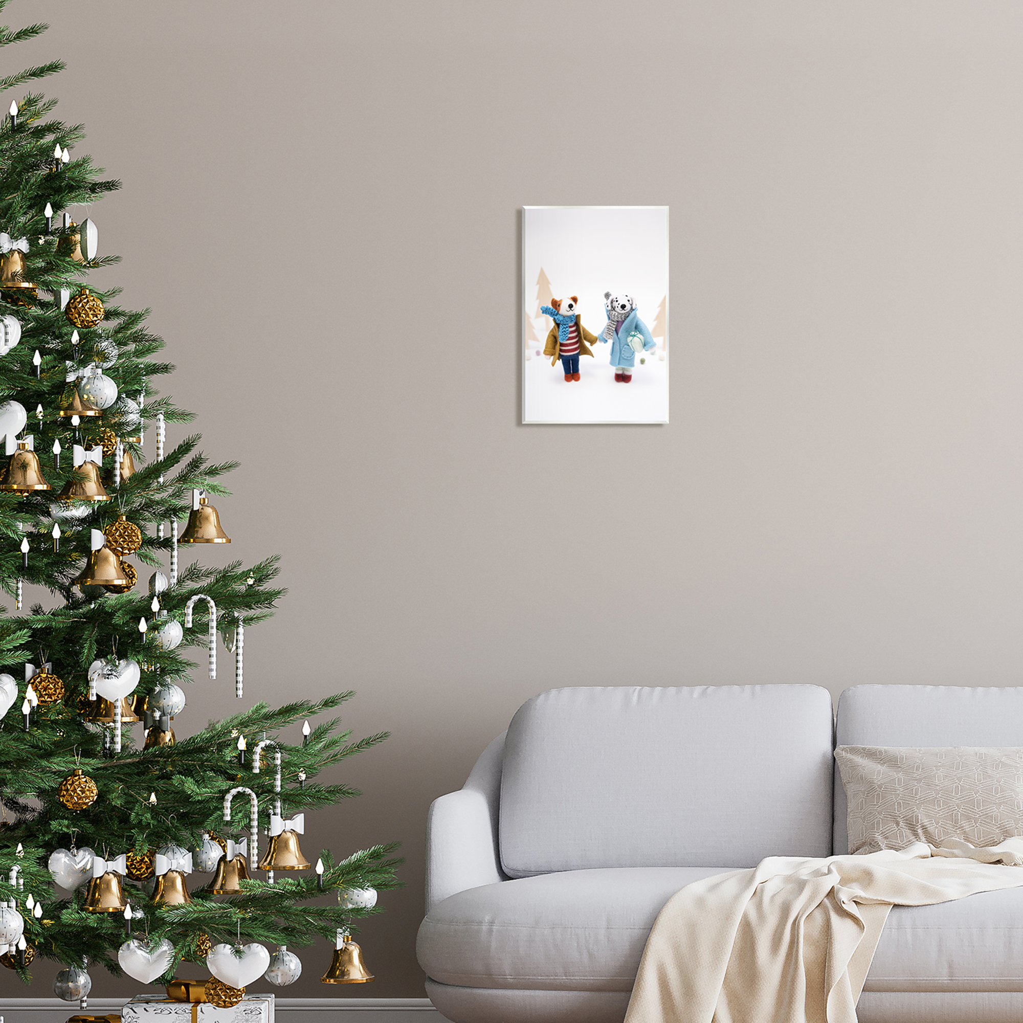 Stupell Industries Winter Holiday Gifts Dog Couple Holiday Photography Unframed Art Print Wall Art