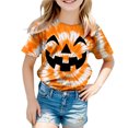 thumbnail image 5 of Futezty Kids Halloween Shirt Girls Boys Funny Spooky Tie Dye Shirts Pumpkin Face Short Sleeve Fall Tee Top 12M-13T, 5 of 5