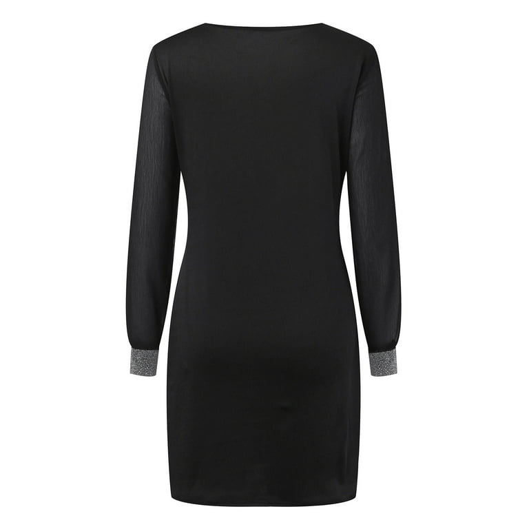 knee length dresses for ladies Insatiable Long Sleeve Mesh Mini Dress Black