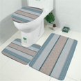 thumbnail image 2 of Blue Geometric Striped Pattern Bathroom Rugs Sets 3 Piece,Toilet Cover Set,Absorbent Non Slip Bathroom Mats Sets with U-Shaped Contour Rug Toilet Rug Set, 2 of 5