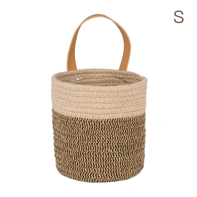 Woven Storage Basket Rope Planter Baskets Single Belt White Pure Handmade Hanging Flower Pot
