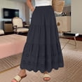 thumbnail image 5 of LWavelet Women Eyelet Embroidery Tiered Maxi Skirt Elastic High Waist With Pockets Boho Long Skirt Black One Size, 5 of 5