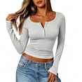 thumbnail image 4 of Ltctricy Long Sleeve Henley Shirts for Women Slim Fit T Shirts Fall Fashion Ribbed Knit Basic Tees Casual Tops, 4 of 5