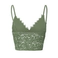 thumbnail image 5 of DENGDENG Womens Lace Padded Bralette Longline Cami Crop Top Stretch V Neck Camisole Tank Top Green S, 5 of 8