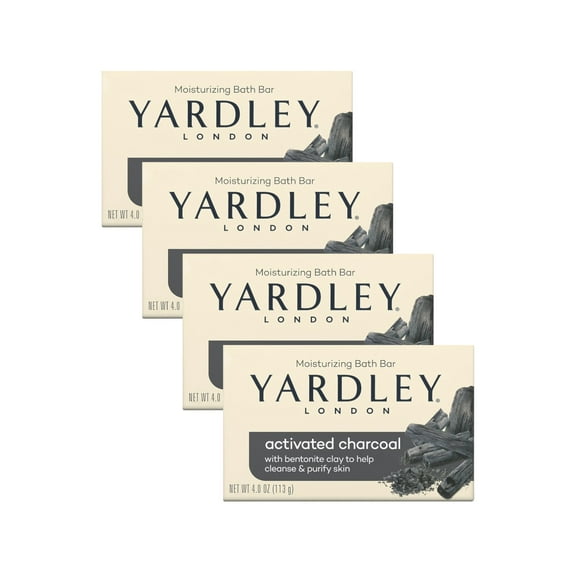 Yardley London Moisturizing Bath Bar Activated Charcoal 4 Oz. - Pack of 4