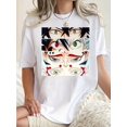 thumbnail image 1 of 1pc Anime-Inspired Geometric Eyes Print T-Shirt for Women, Casual Crew Neck Short Sleeve, Cotton Knit Fabric, Medium Stretch, Fashionable All-Season Top, 1 of 6