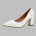 thumbnail image 7 of Xucatan Women's Pointed Toe Block Heel Pumps, Chunky High Heel Dress Shoes with Cushioned Insole, Faux Leather Comfortable Work Flats, Versatile Solid Color Design for Office Daily Gift, 7 of 7