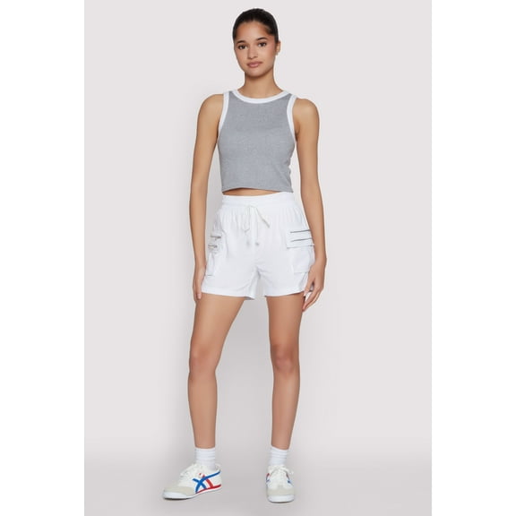 Womens Zipper Cargo Pocket Shorts