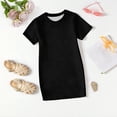 thumbnail image 5 of Abcomgle Summer Dresses for Girls 14-16 Casual A Line Short Sleeve Girls Tshirt Dresses Solid Crew Neck Sundresses Lightweight Dresses,Black,7-8Years, 5 of 7