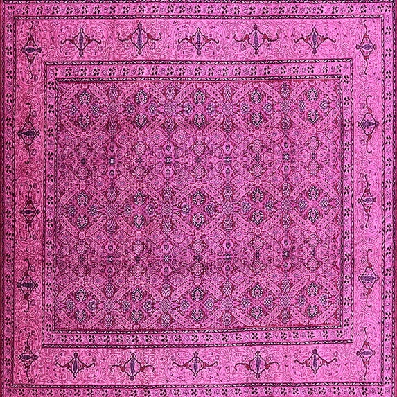 Ahgly Company Indoor Square Oriental Pink Industrial Area Rugs, 6' Square