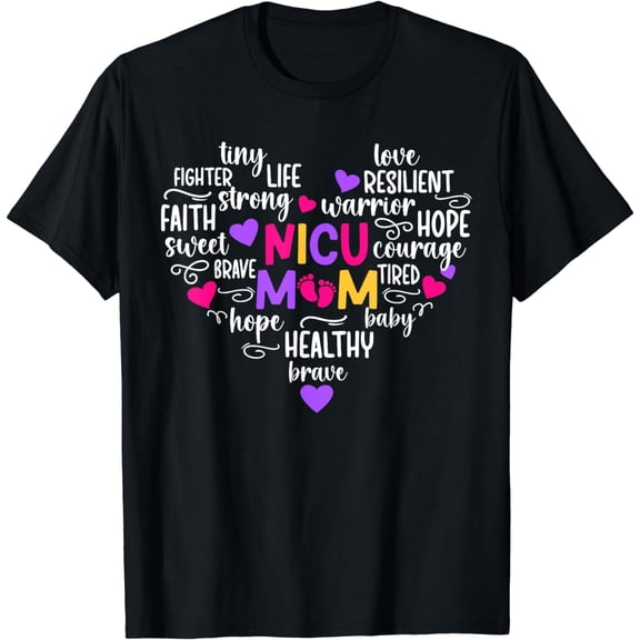 NICU Mom Heart Micro Preemie Baby Mom Of NICU Warrior T-Shirt