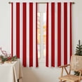 thumbnail image 2 of Sheer Curtain 63 Inch Length 2 Panels Light Filtering Window Curtain Red White Vintage Striped Sheer Voile Curtains Rod Pocket Window Treatment for Kitchen Living Room Abstarct Modern Geometric Art, 2 of 9