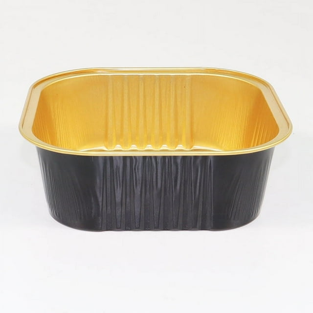 Nvzi 100 piezas de mini moldes de aluminio para hornear cupcakes, recipientes desechables para pasteles, moldes para flan, pudín, suflé, fiesta, boda (oro negro)