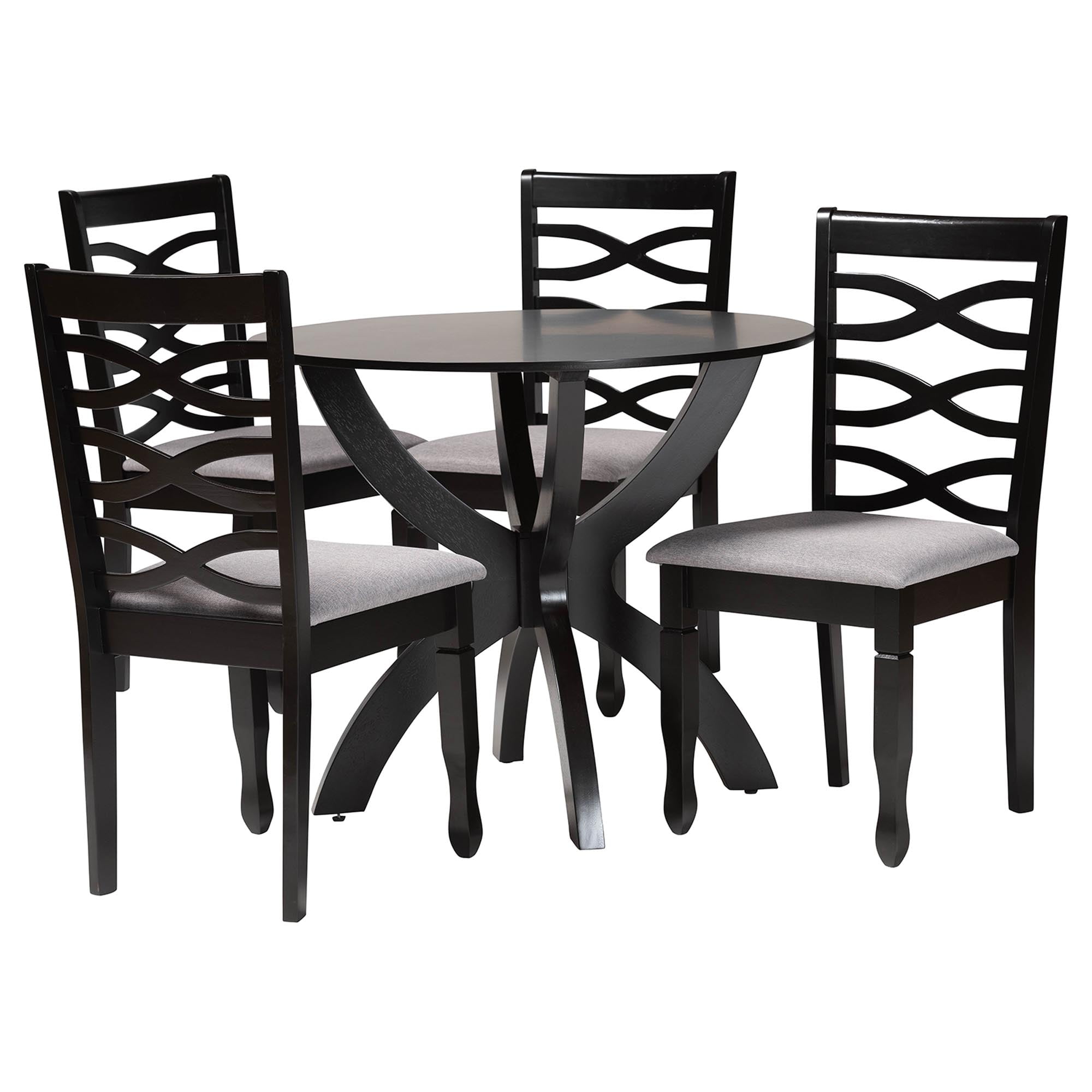 Baxton Studio Aspen Modern Dining Set, 5-Piece Set, Dark Brown