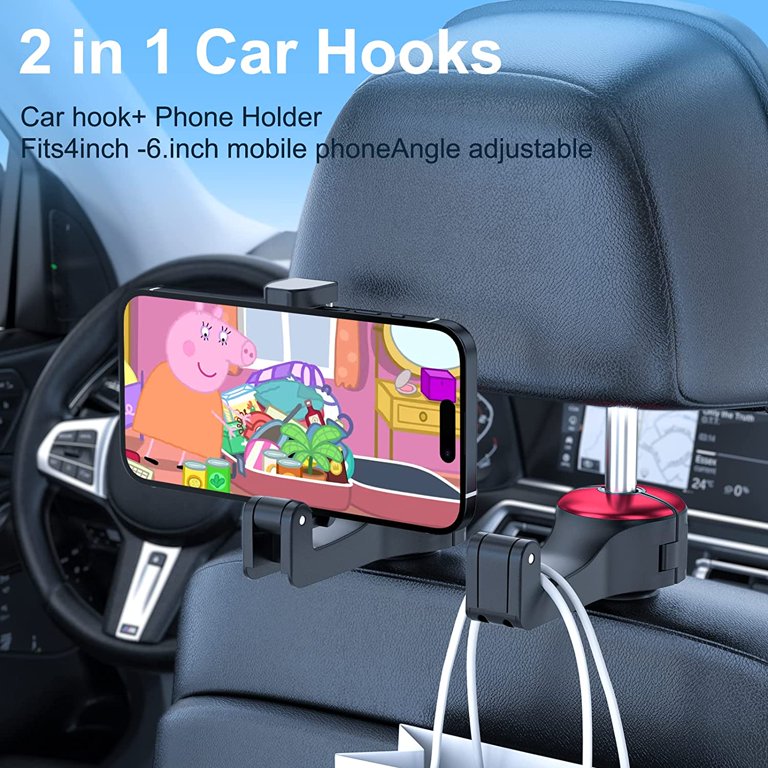  2 in 1 Car Seat Hooks for Purses and Bags with Phone
