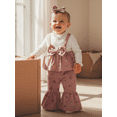 thumbnail image 6 of Loicainy Kid Toddler Girls Flare Pants Clothes Set 5 12 18 24 Months 2T 3T 4T Long Sleeve Crew Neck Dress with Floral Pants Headband Fall Outfit, 6 of 10