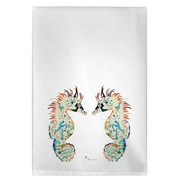 Betsys Seahorses on White Guest Towel
